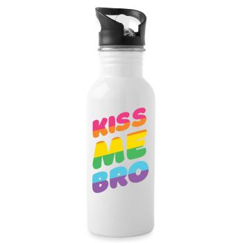 Mois de la fierté LGBTQ - Kiss Me Bro - Gourde avec paille intégrée - blanc - Droite