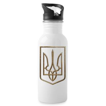 Armoiries de l’Ukraine Bouclier Trident Trident Wire Look 1 - Gourde avec paille intégrée - blanc - Droite