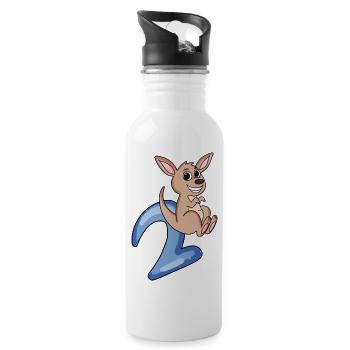 2nd birthday motif kangaroo - two years - Water bottle with straw - white - Right