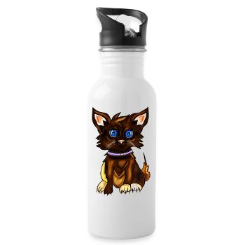 Cat with pretty eyes looks good. - Water bottle with straw - white - Right