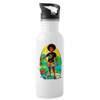 Strandfreundschaft - Sommerliche Abenteuer - Trinkflasche mit integriertem Trinkhalm - Weiß - Rechts