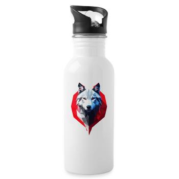 Wolf #1 - Water bottle with straw - white - Right