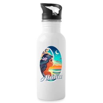 Aloha - surf - retro - Water bottle with straw - white - Right