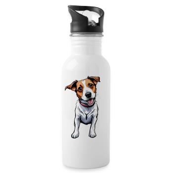 Jack Russell Terrier Hund süß - Trinkflasche mit integriertem Trinkhalm - Weiß - Rechts