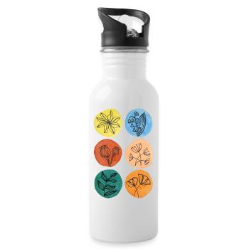colorful flowers mother's day gift florist flora - Water bottle with straw - white - Right