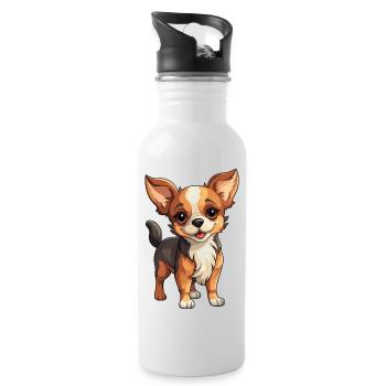 Chihuahua Puppy Cartoon mignon - Gourde avec paille intégrée - blanc - Droite