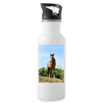 Pferd Pferdeposter - Trinkflasche mit integriertem Trinkhalm - Weiß - Rechts