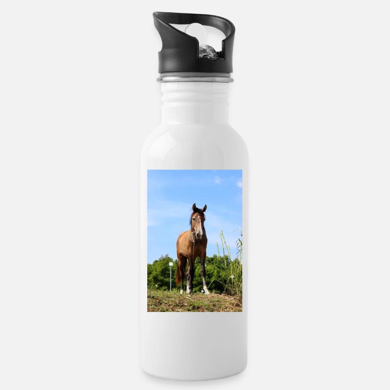 Affiche Cheval Cheval - Gourde avec paille intégrée - blanc