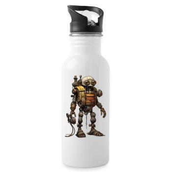 Roboter - Trinkflasche mit integriertem Trinkhalm - Weiß - Rechts