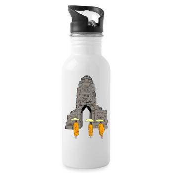 Cambodia Temple Khmer Monk Flag I Gift - Water bottle with straw - white - Right