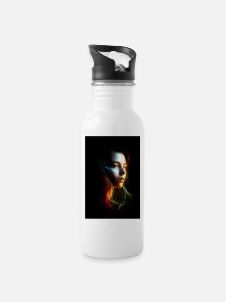 Sinnlich 2 - Trinkflasche mit integriertem Trinkhalm - Weiß