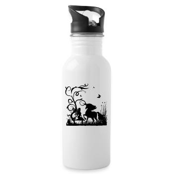 Wunderbare Fee mit Einhorn im Sunet - Trinkflasche mit integriertem Trinkhalm - Weiß - Rechts
