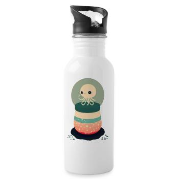 Mignonne pieuvre assise dans sa joyeuse petite bulle - Gourde avec paille intégrée - blanc - Droite