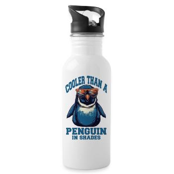 Cooler Pinguin mit Sonnenbrille - Trinkflasche mit integriertem Trinkhalm - Weiß - Rechts