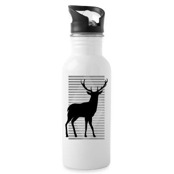 Hirsch - Trinkflasche mit integriertem Trinkhalm - Weiß - Rechts