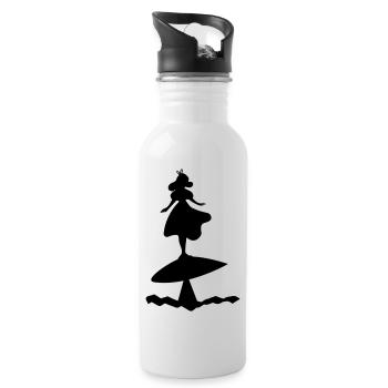 Alice-Silhouette im Wunderland - Trinkflasche mit integriertem Trinkhalm - Weiß - Rechts