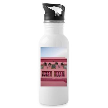 Pink House - Trinkflasche mit integriertem Trinkhalm - Weiß - Rechts