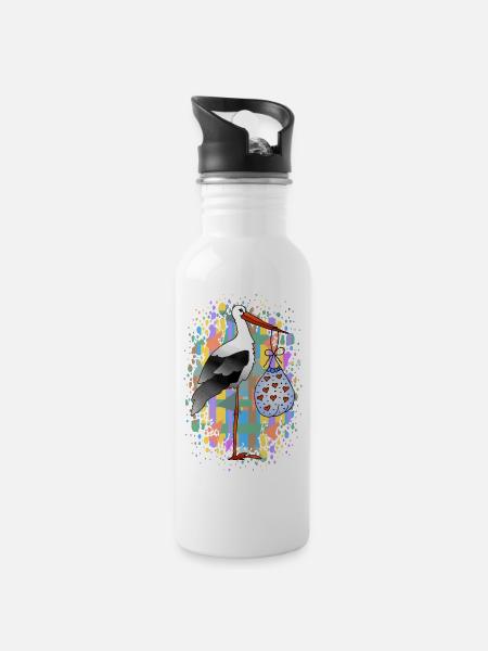 Cigogne - Gourde avec paille intégrée - blanc