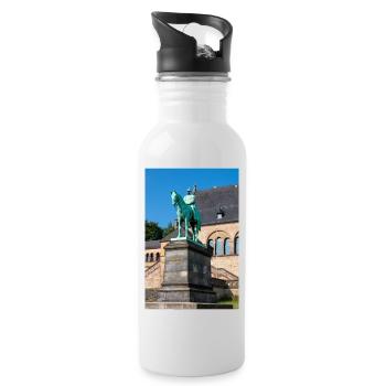 Equestrian statue of Wilhelm I at The Kaiserpfalz - Water bottle with straw - white - Right