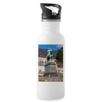 Reiterstandbild von Friedrich I. Barbarossa - Trinkflasche mit integriertem Trinkhalm - Weiß - Rechts