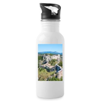 Knin Fortress (Kninska tvrđava) Croatia - Water bottle with straw - white - Right