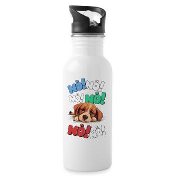 Nö Einfach Nö No Nein Hund Hündchen Lustig Spruch - Trinkflasche mit integriertem Trinkhalm - Weiß - Rechts