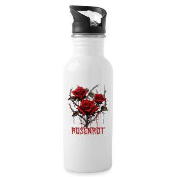Rosenrot Dornen - Trinkflasche mit integriertem Trinkhalm - Weiß - Rechts