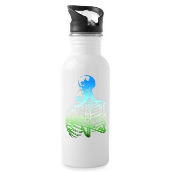 skull skeleton death halloween horror black dead - Water bottle with straw - white - Right