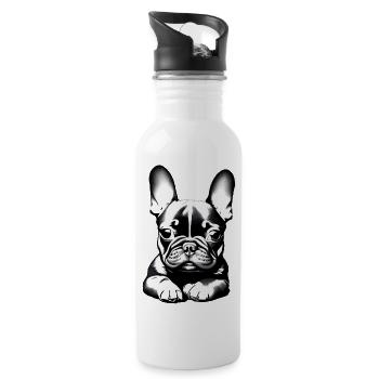 Chiens bouledogue Propriétaires de chiens Propriétaires de chiens - Gourde avec paille intégrée - blanc - Droite