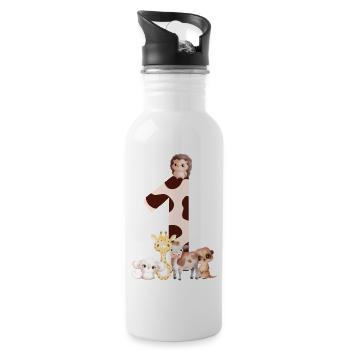1st anniversary - first anniversary animals - Water bottle with straw - white - Right