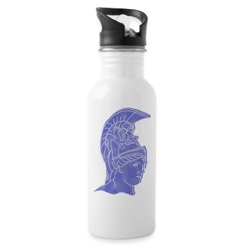 "Athena", boho line art design, series "Greece" - Water bottle with straw - white - Right