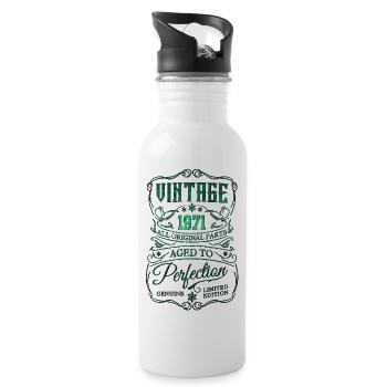 1971 vintage retro 70s legends are born birthday - Water bottle with straw - white - Right