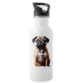 Thème Pug Dog - Gourde avec paille intégrée - blanc - Droite