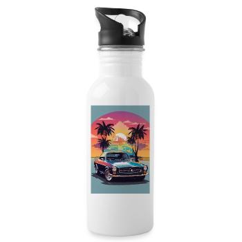Muscle-Car - Trinkflasche mit integriertem Trinkhalm - Weiß - Rechts