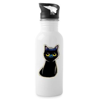 chat persan ronronnement siamois tomcat noir patte - Gourde avec paille intégrée - blanc - Droite