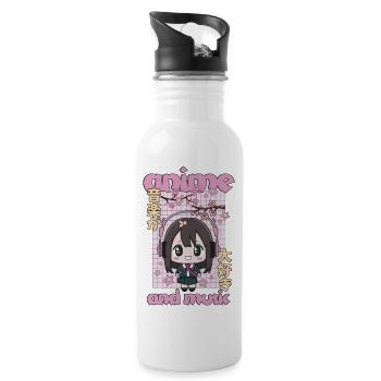 Anime And Music - Water bottle with straw - white - Right
