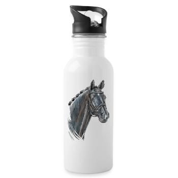 Portrait de cheval Totilas - Gourde avec paille intégrée - blanc - Droite
