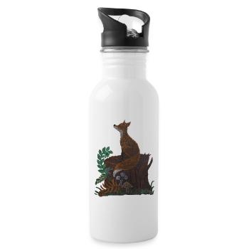meditative fox - Water bottle with straw - white - Right