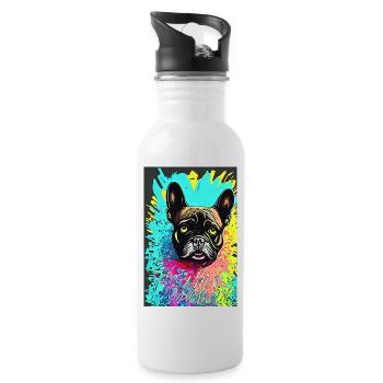 Modern Pop Art Print | colorful | French Bulldog - Water bottle with straw - white - Right