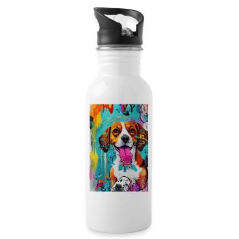 Modern Pop Art Print | colorful | Beagle Dog - Water bottle with straw - white - Right