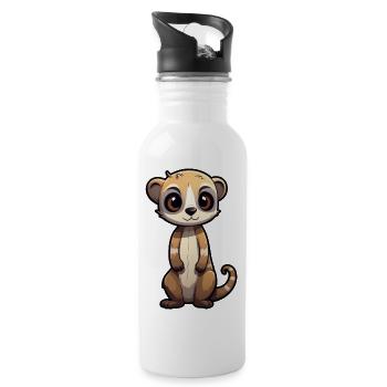 Suricate Kawaii - Gourde avec paille intégrée - blanc - Droite