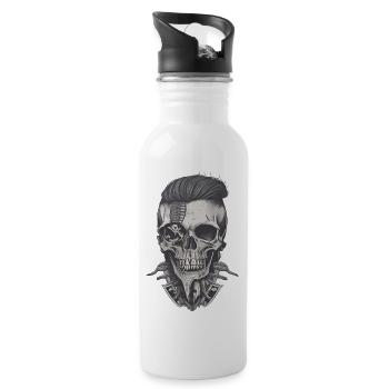 Hipster Skull - Water bottle with straw - white - Right