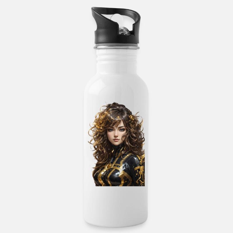 Anime - Trinkflasche mit integriertem Trinkhalm - Weiß