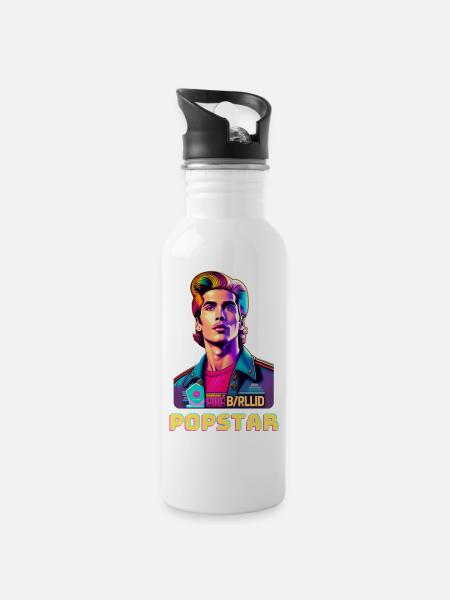 Popstar rétro - Gourde avec paille intégrée - blanc