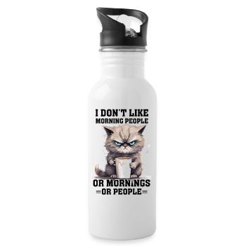 i dont like morning people Cat coffee - Trinkflasche mit integriertem Trinkhalm - Weiß - Rechts