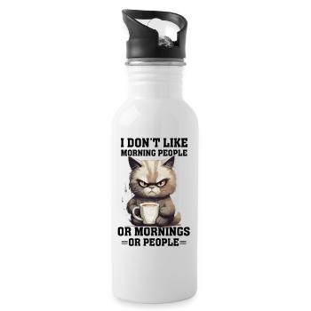 i dont like morning people Cat coffee - Trinkflasche mit integriertem Trinkhalm - Weiß - Rechts