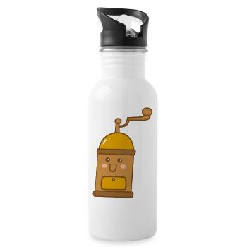 Kawaii Süße Kaffeemühle - Trinkflasche mit integriertem Trinkhalm - Weiß - Rechts