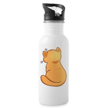 Kawaii Orange Cat Annoyed, Cat Lover - Water bottle with straw - white - Right