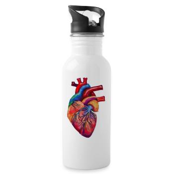 Human Heart Watercolor style - Water bottle with straw - white - Right