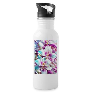Floral 136 - Water bottle with straw - white - Right